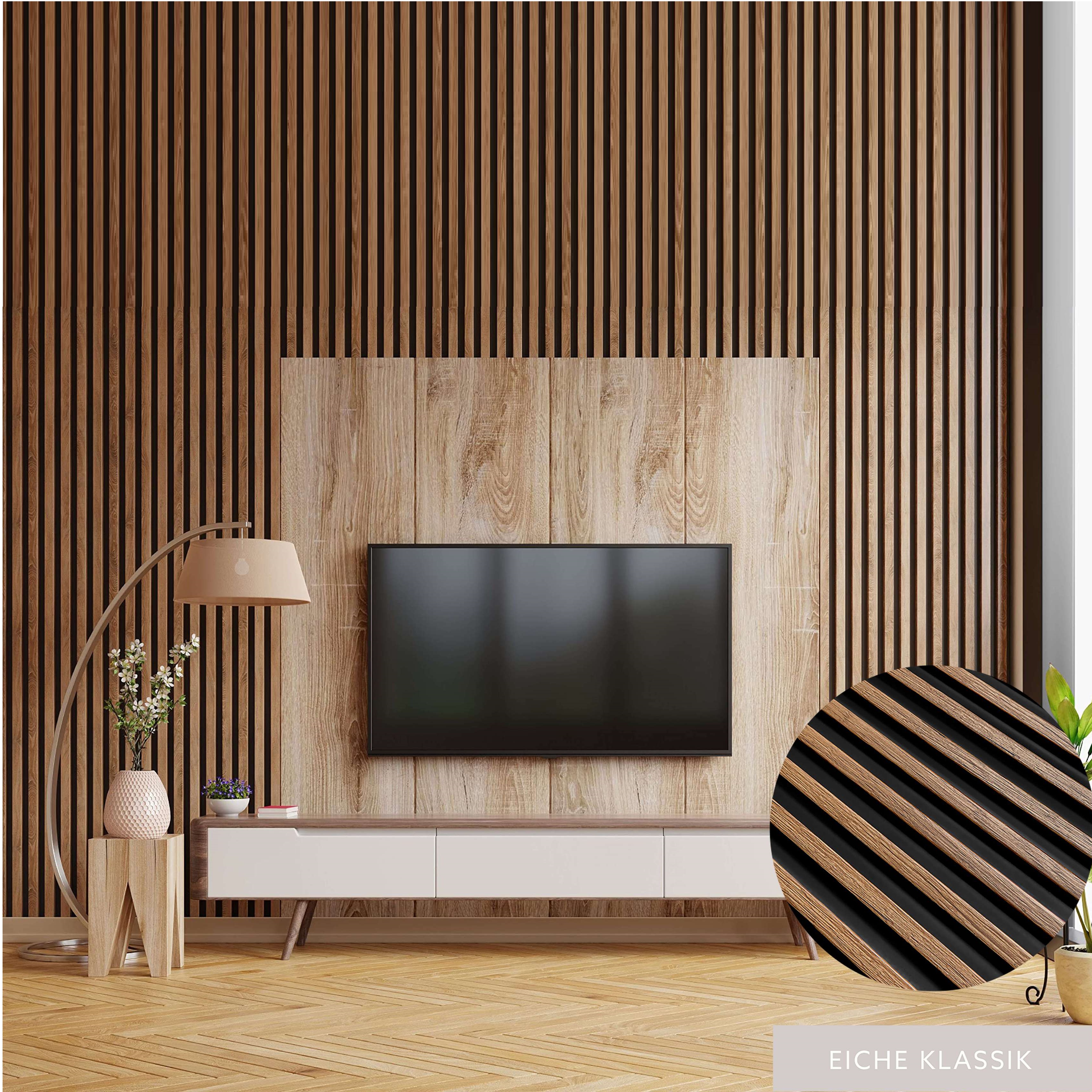 Mardom | Akustik 3D Wandpaneel "0050" | H: 2700 mm x B: 120 mm | Eiche Klassik | Modern