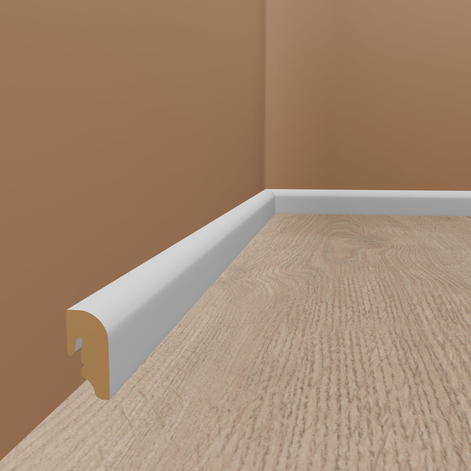 PROVISTON | Sockelleiste | abgerundet | MDF foliert | weiße Fußleiste | 20 x 40 x 2400 mm | modern