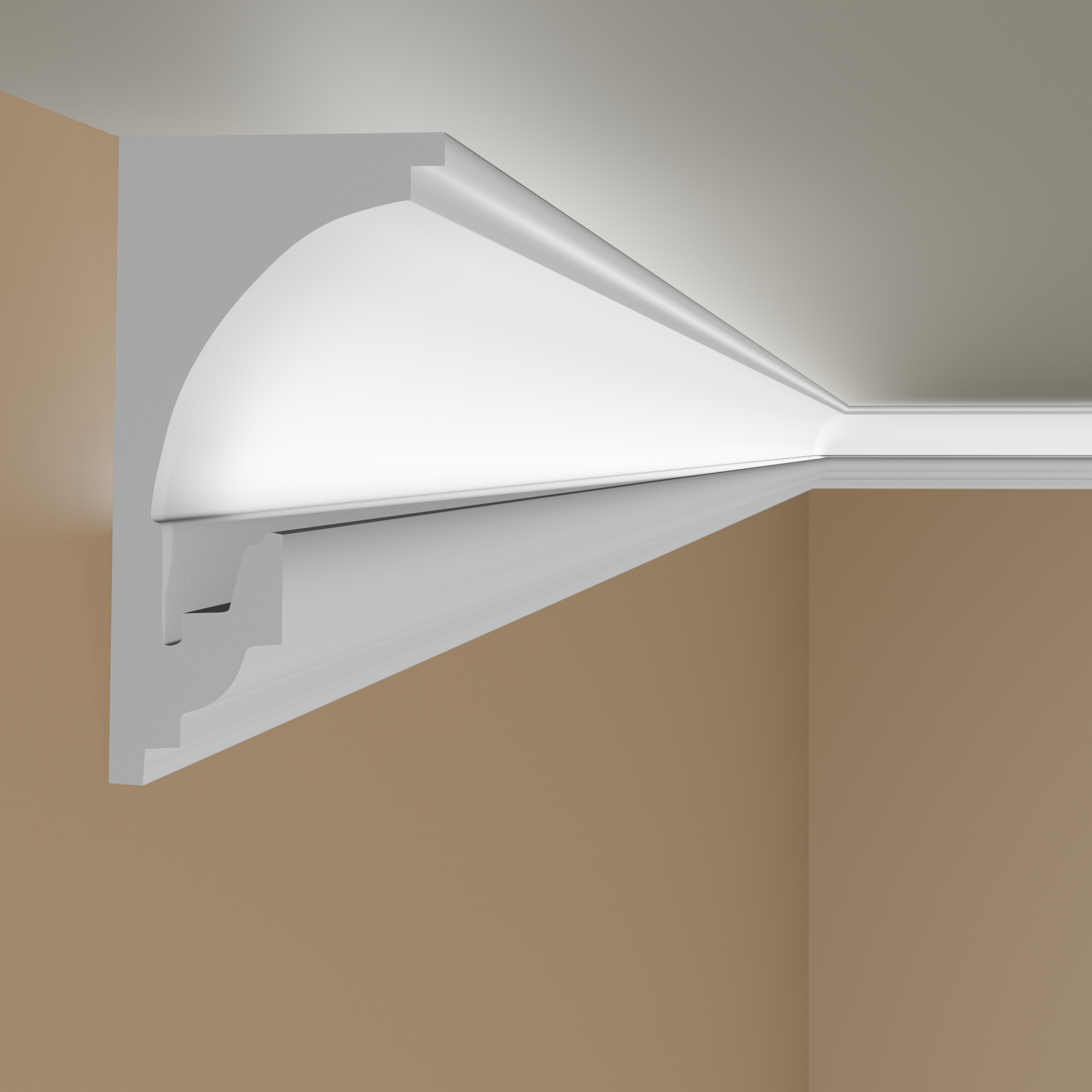 PROVISTON | Lichtleiste "LL2" | Polystyrol Stuckleiste | 93 x 182 x 2000 mm | Weiß | Deckenleiste
