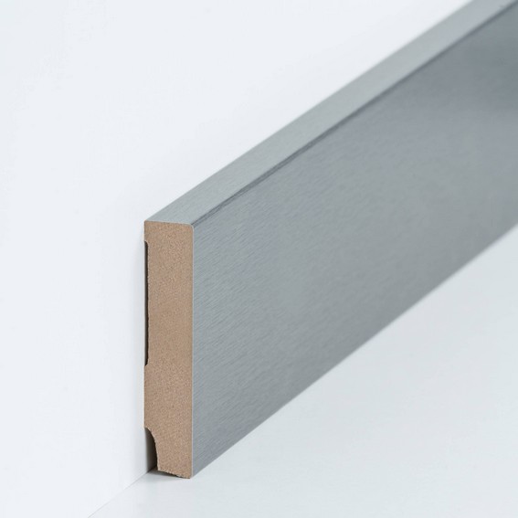 Fußleisten / Sockelleisten "Celle" (MDF foliert / 721.168.33) - Farbe: Edelstahl (Default)