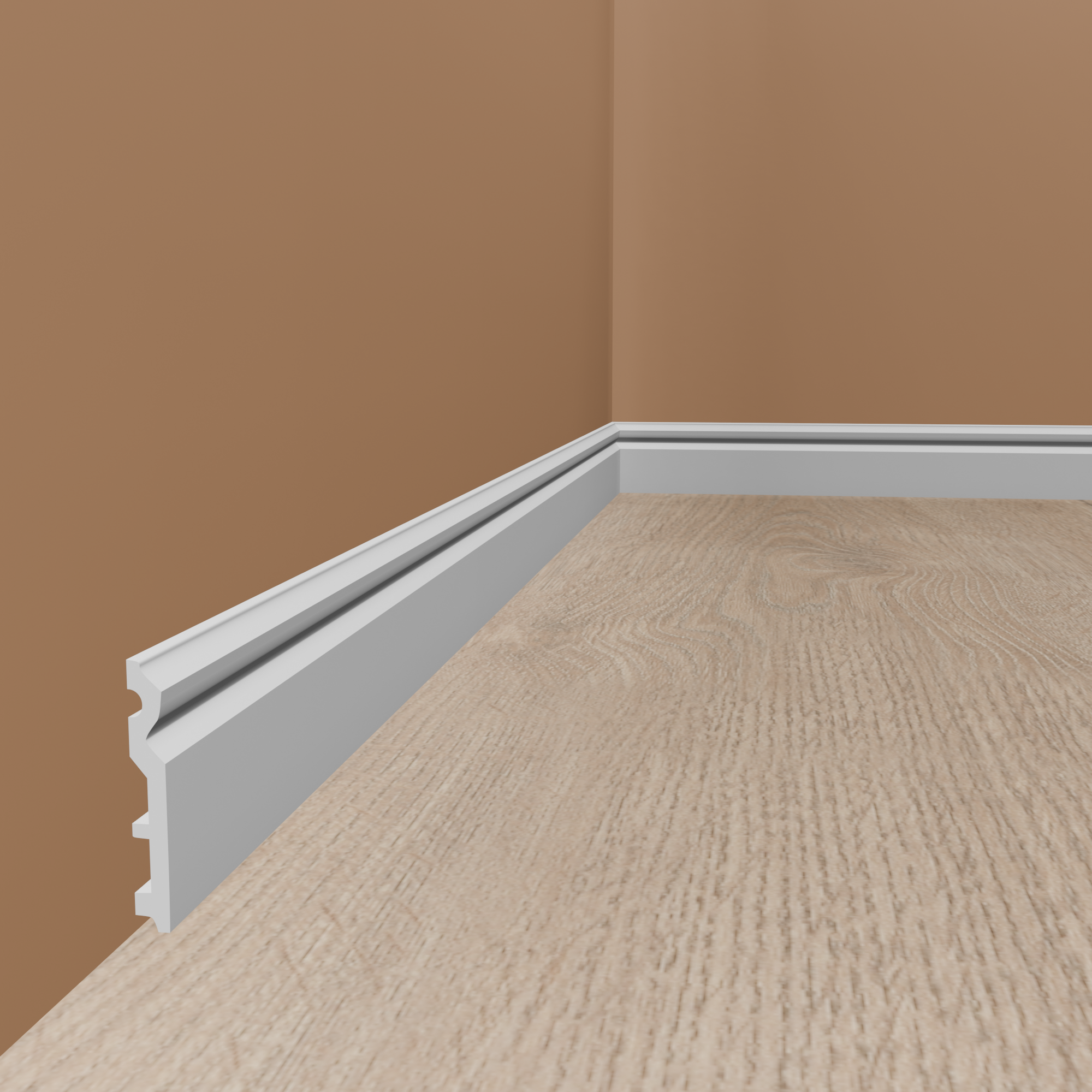 Marbet Sockelleiste "HF-2" Kunststoff 15 x 120 x 2000 mm Weiß moderne Fußleiste