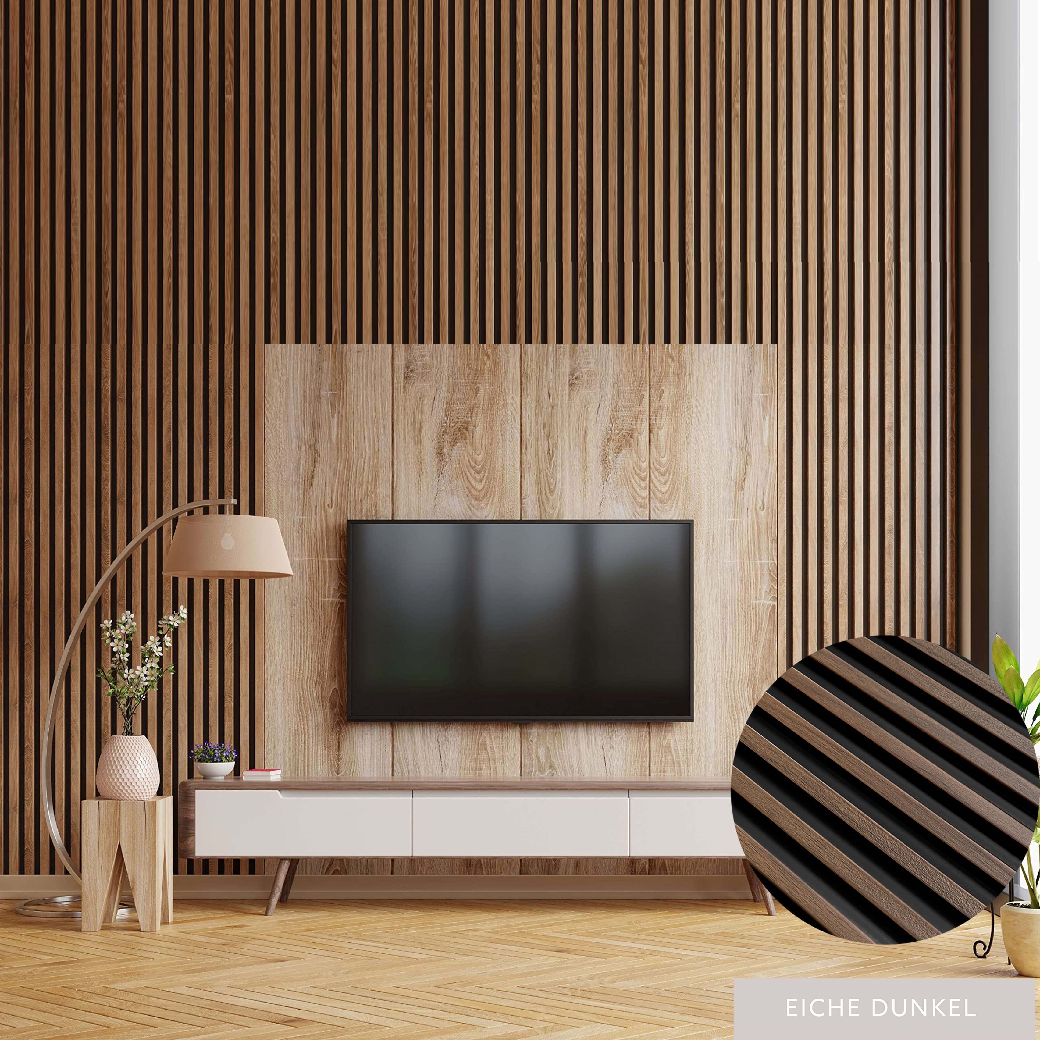 Mardom | Akustik 3D Wandpaneel "0048" | H: 2700 mm x B: 120 mm | Eiche Dunkel | Modern
