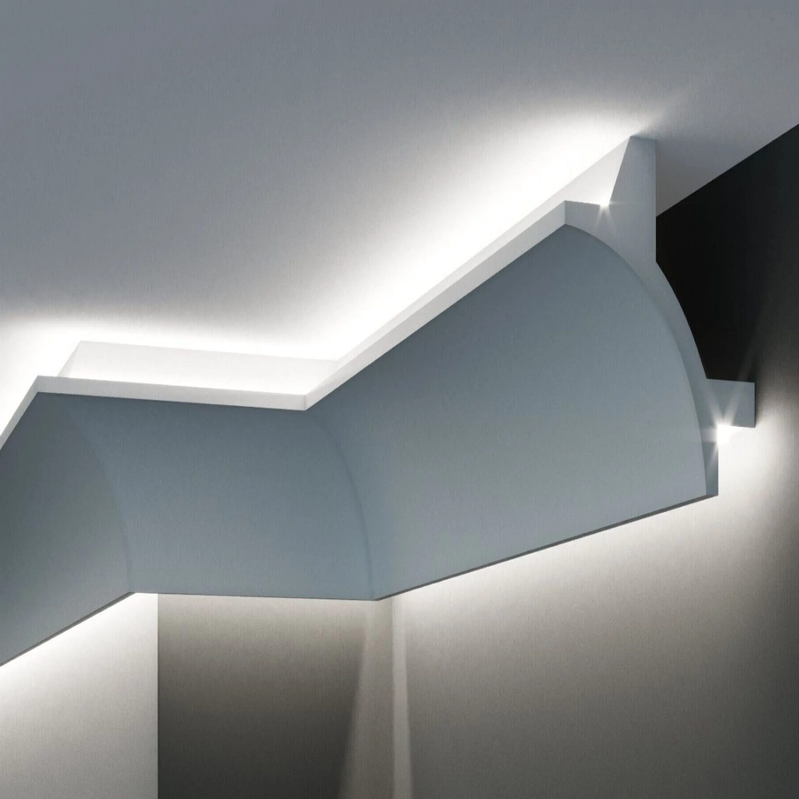 Elite Decor Lichtleiste KF706 | Polyurethan 115 x 115 x 2000 mm Weiß Styropor Deckenleiste