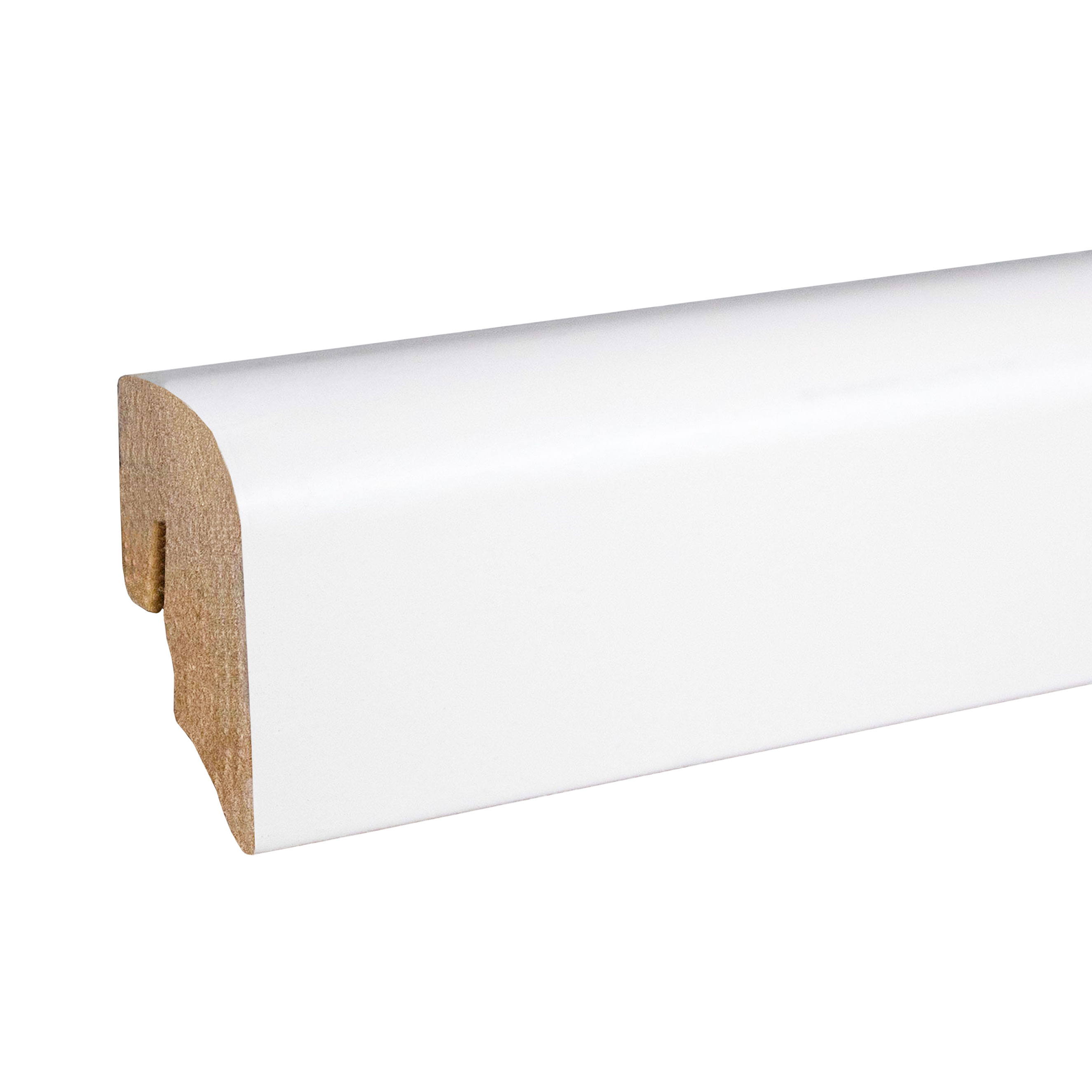 PROVISTON | Sockelleiste | abgerundet | MDF foliert | weiße Fußleiste | 20 x 40 x 2400 mm | modern