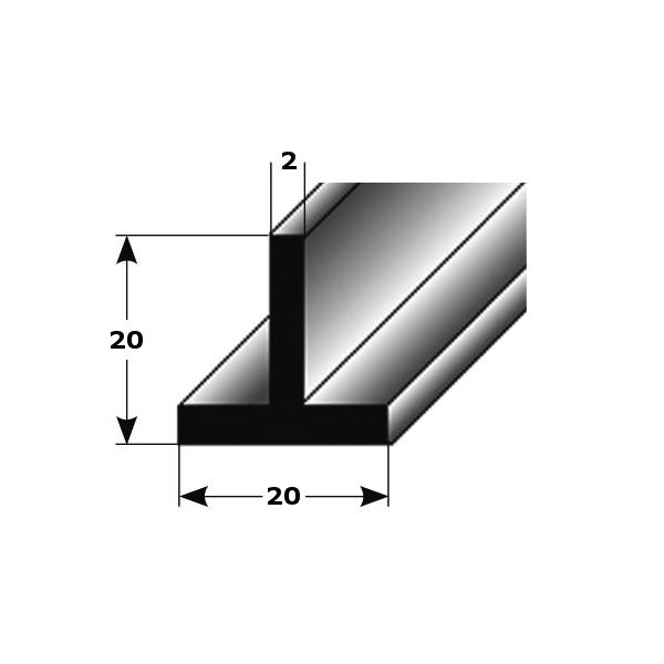 T-Profil "Albarracin" als Montageprofil / Bauprofil, aus Aluminium-1-2 mm (Default)