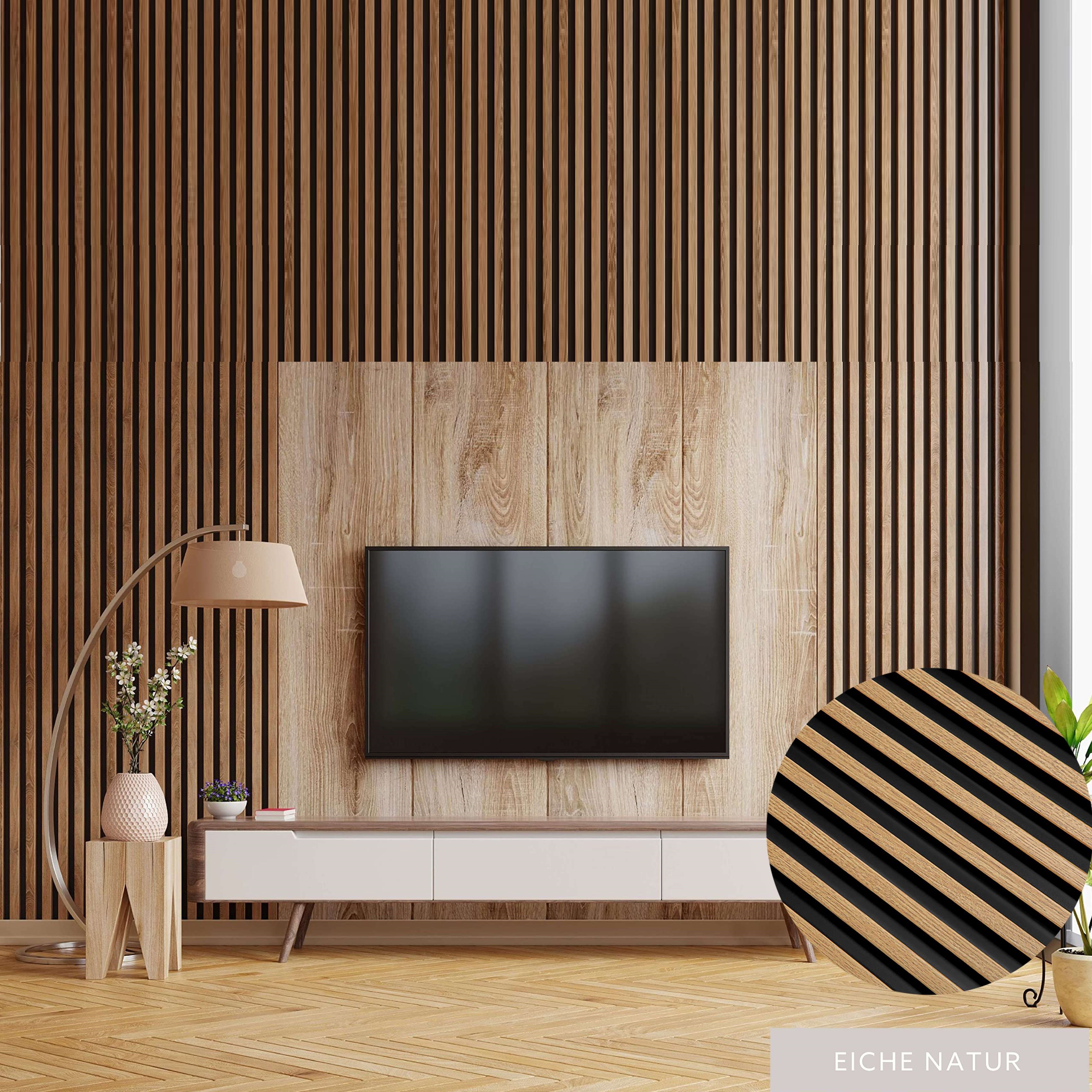 Mardom | Akustik 3D Wandpaneel "0049" | H: 2700 mm x B: 120 mm | Eiche Natur | Modern