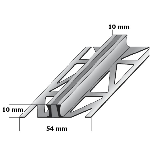 Fliesenprofil "Overvecht" Dehnungsfugenprofil / Trennschiene für Fliesen mit grauer Silikoneinlage, Höhe: 2 - 25 mm, Breite: 54 mm, aus Aluminium-aluminiumfarbend-1 mm (Default)