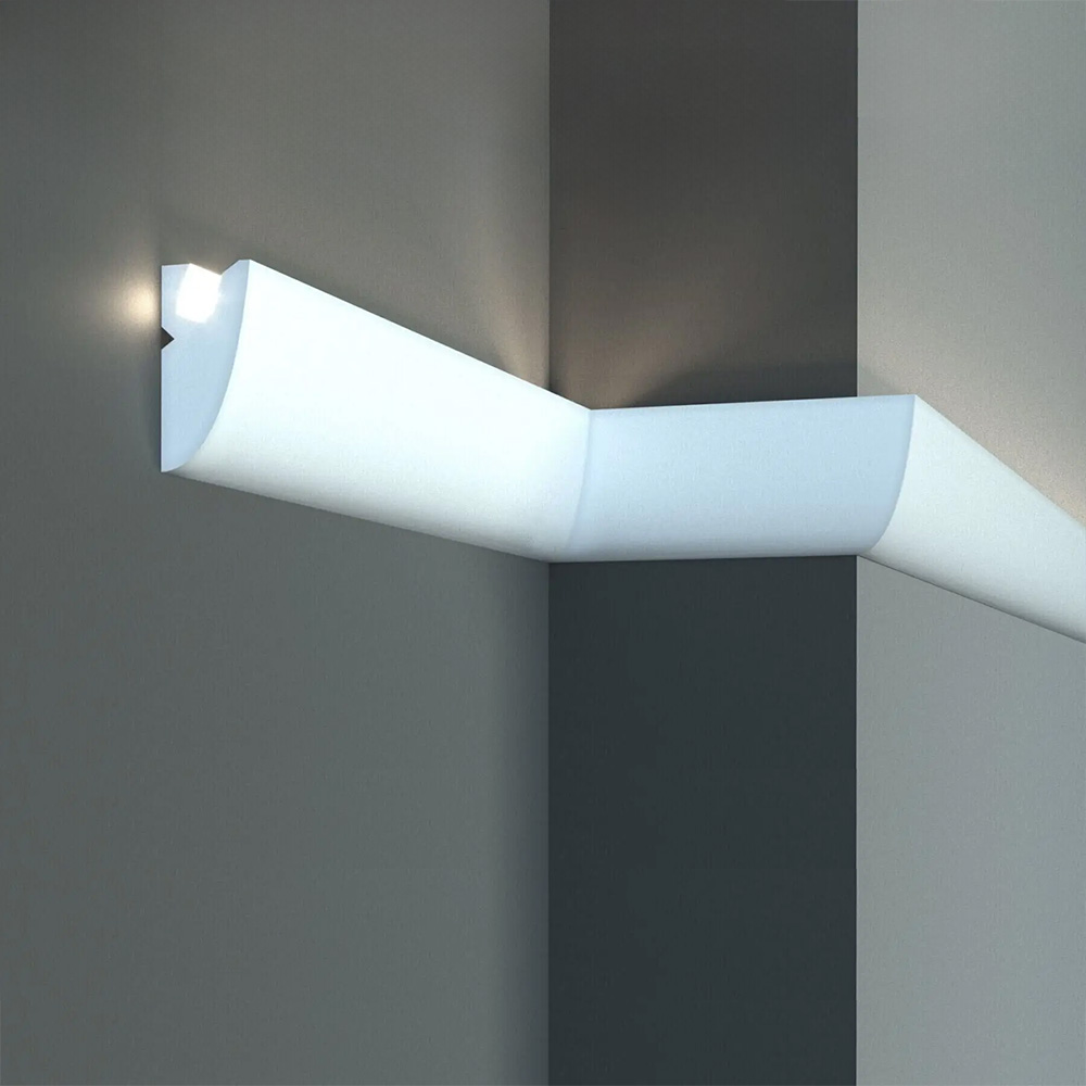 Elite Decor Lichtleiste KD304 Polystyrol 45 x 95 x 1150 mm Weiß Styropor Zierleiste Wandleiste
