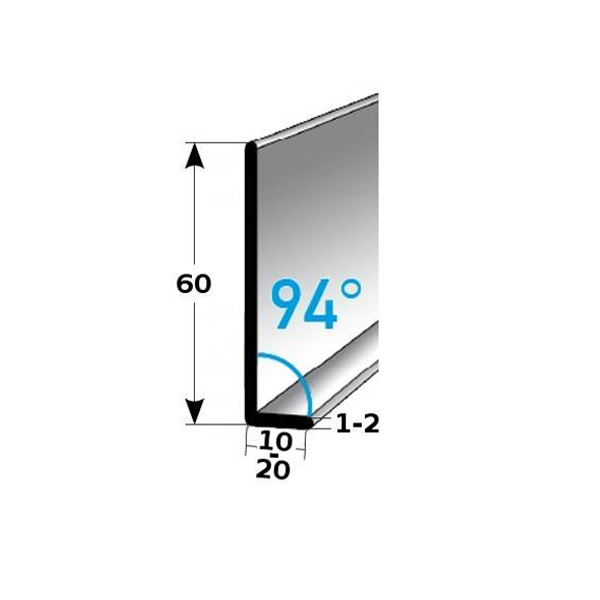 Auer Sockelleiste Metall H 60 mm Winkel 94° Sockelleiste Aluminium Wasserfest Modern