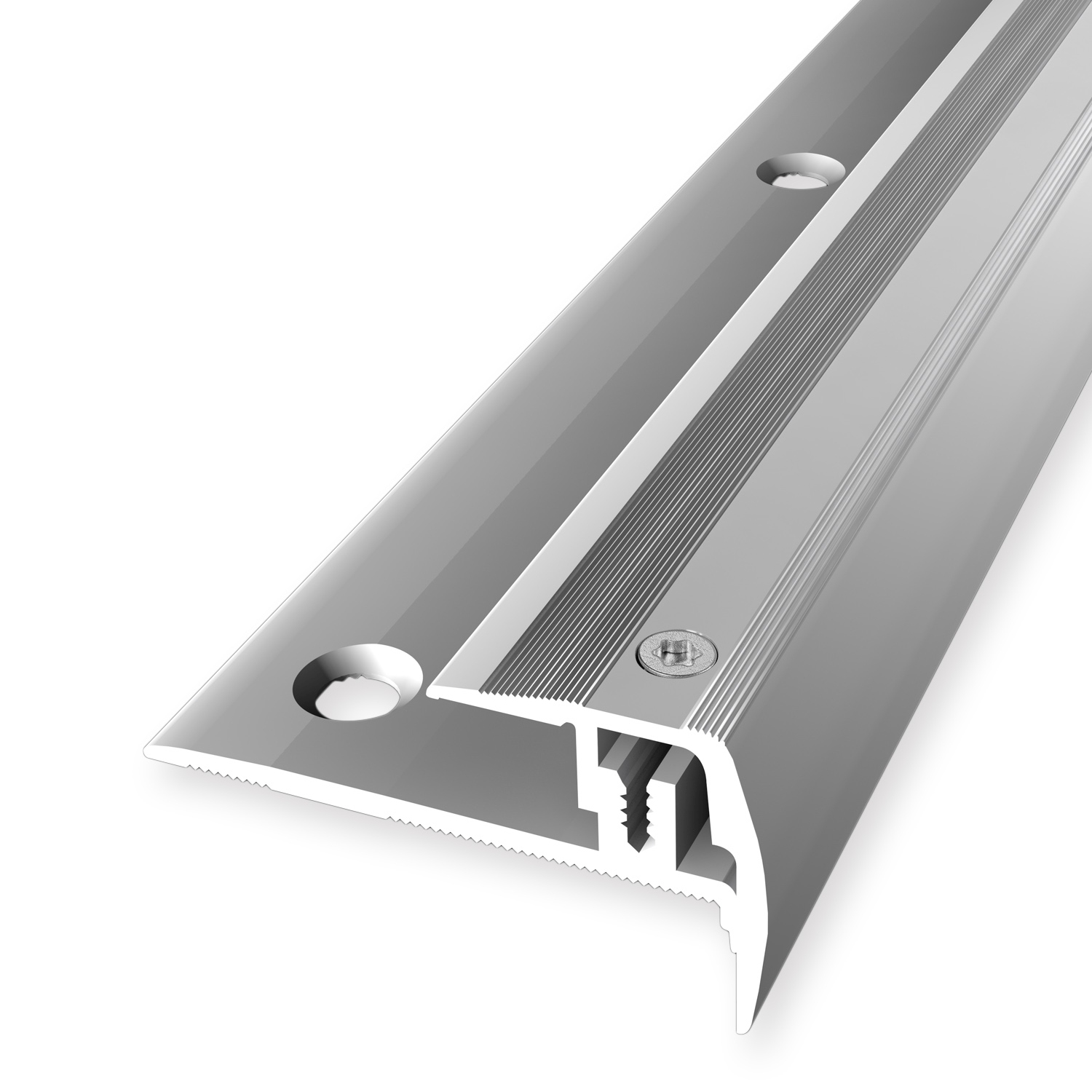 Treppenkantenprofil 27 x 23 mm Aluminium Winkelprofil Geriffelt Versenkt Gebohrt Küberit