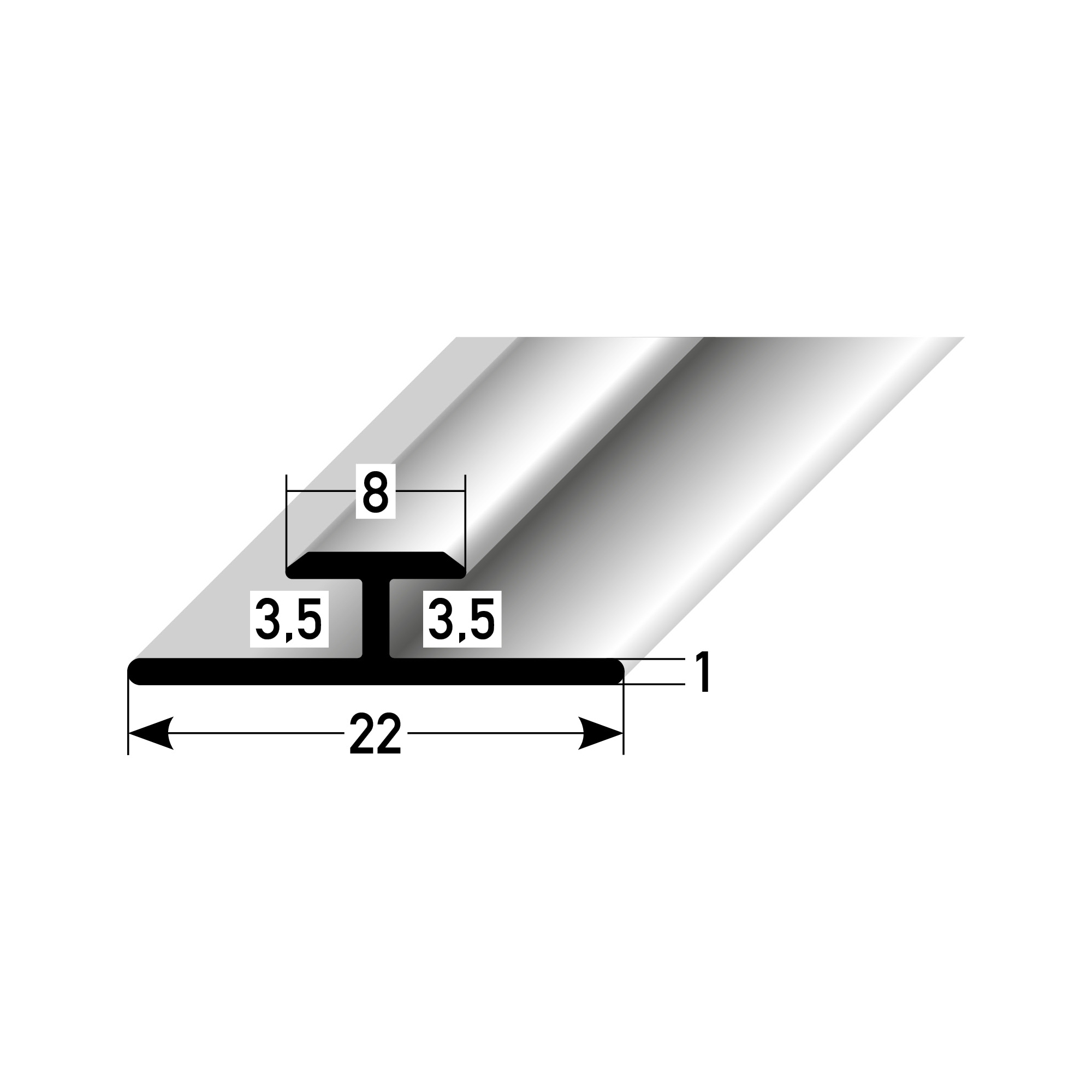 PROVISTON Übergangsprofil 6 x 22 x 2700 mm Doppeleinschubprofil Aluminium Ungebohrt