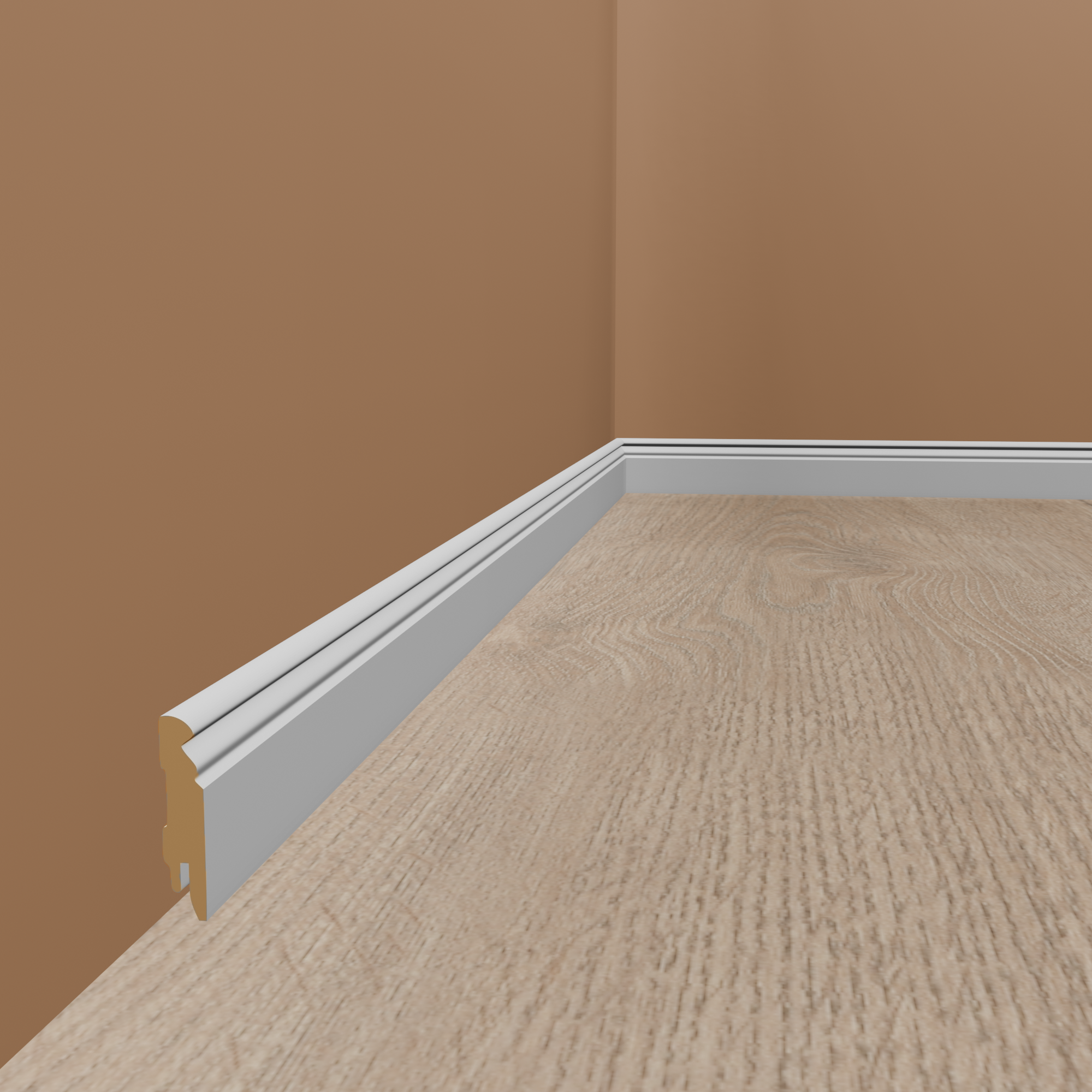 PROVISTON | Hamburger Sockelleiste | 19 x 80 x 2500 mm | foliert | MDF-Fußleiste | Berliner Profil