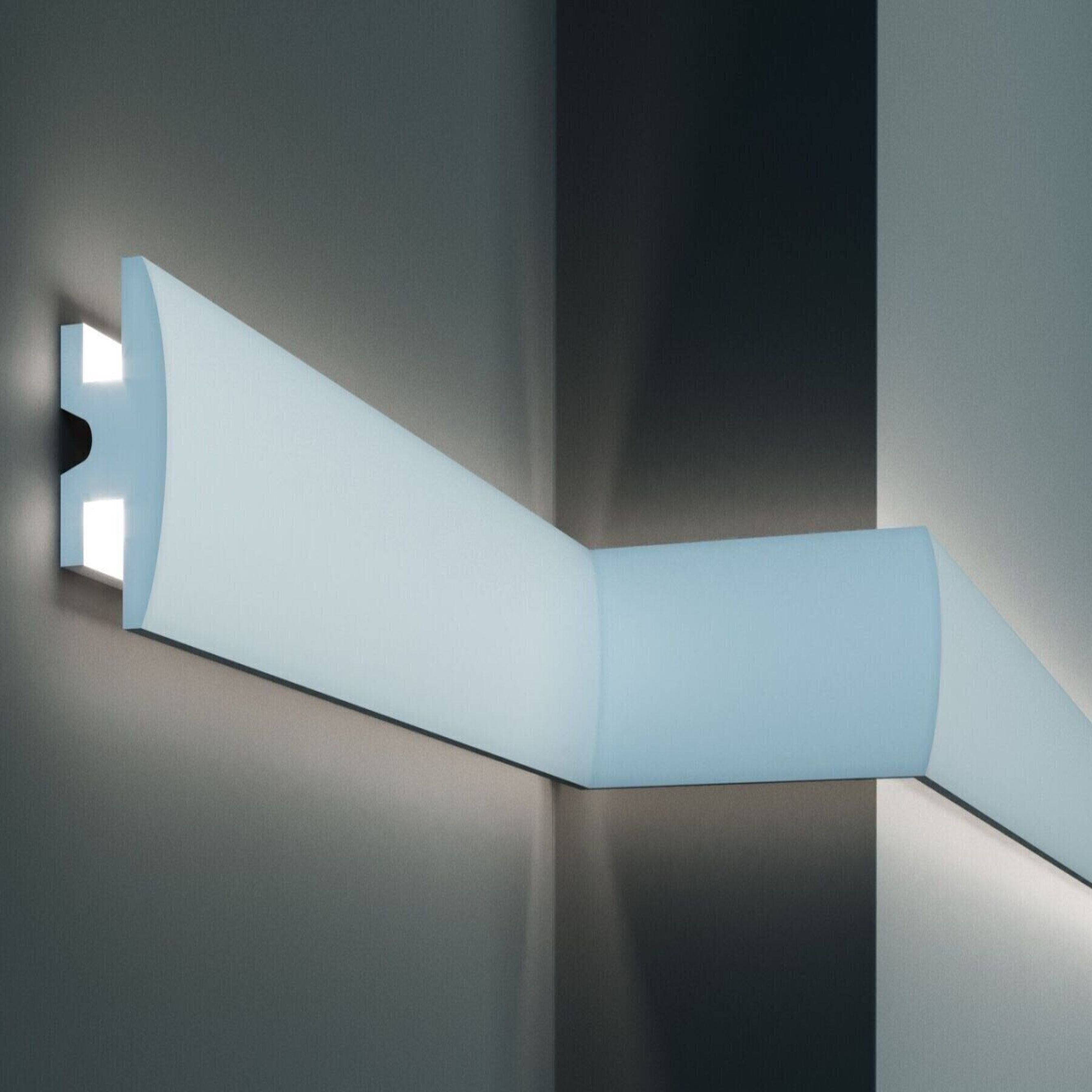 Elite Decor Lichtleiste KD305| Polystyrol 90 x 50 x 1150 mm Weiß Styropor Deckenleiste