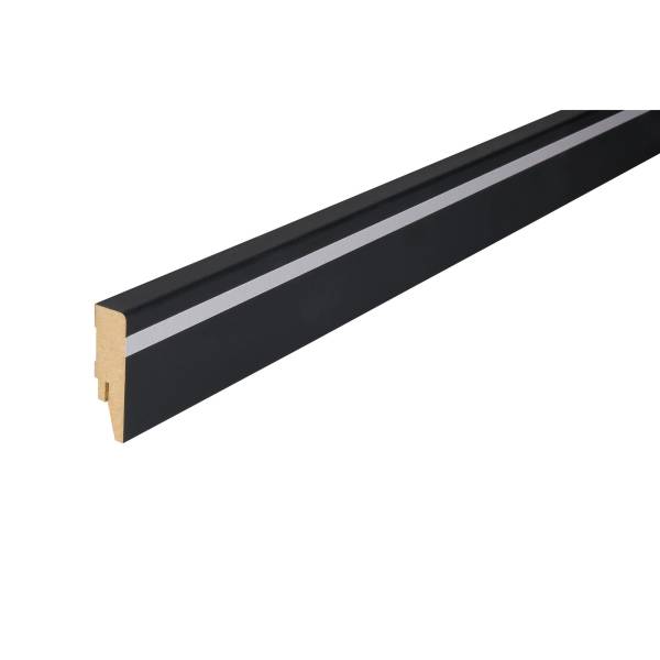 Kosche | Sockelleiste | MDF | 78247 | 16 x 58 x 2500 mm | Schwarz | Silber | Fußleiste Kosche | Sockelleiste | MDF | 78247 | 16 x 58 x 2500 mm | Schwarz | Silber | Fußleiste