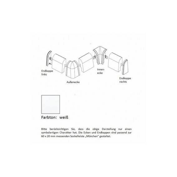 Aussenecken für MDF-Sockelleisten 6x2 mm - Eiche Aussenecken für MDF-Sockelleisten 6x2 mm - Eiche