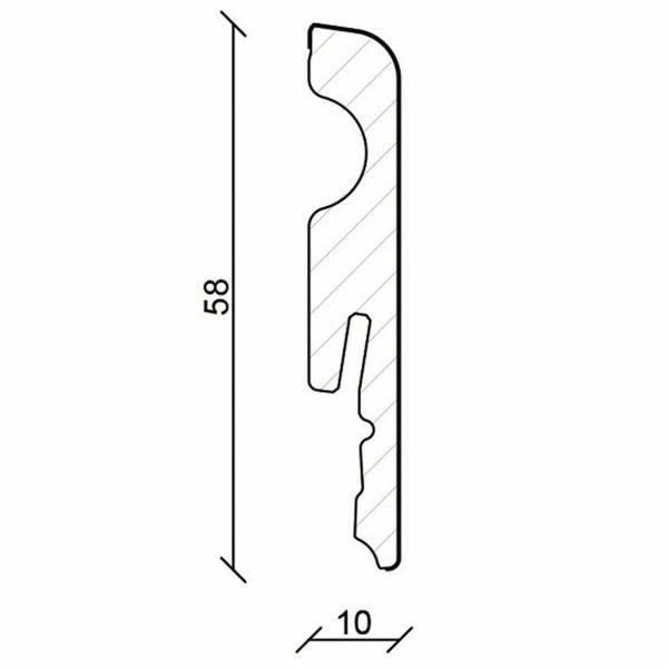 PROVISTON Innen- oder Außenwinkel Weißeiche 10 x 58mm Grau foliert Sockelleiste MDF