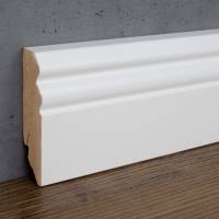 PROVISTON | Fußleiste | MDF Sockelleiste | 18 x 70 x 2400 mm | Weiß Foliert | Berliner Profil