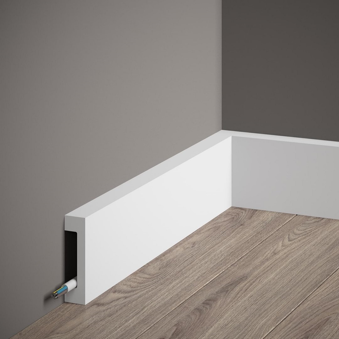 PROVISTON Sockelleiste "NE008P" 17 x 80 x 2000 mm Satin Weiß Fußleiste Mit Kabelkanal