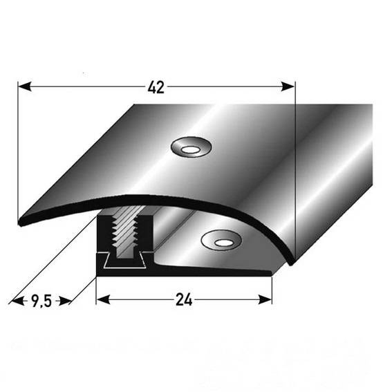Ausgleichsprofil / Anpassungsprofil Laminat "Regina", Höhe 7 x17 mm, 42 mm breit, Edelstahl, Flex Ausgleichsprofil / Anpassungsprofil Laminat "Regina", Höhe 7 x17 mm, 42 mm breit, Edelstahl, Flex