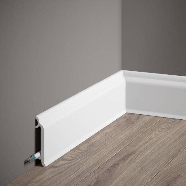PROVISTON | Sockelleiste "NE8300P" | 17 x 82 x 2000 mm | Satin Weiß | Fußleiste | Mit Kabelkanal PROVISTON | Sockelleiste "NE8300P" | 17 x 82 x 2000 mm | Satin Weiß | Fußleiste | Mit Kabelkanal