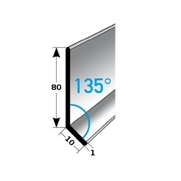 Fußleiste / Sockelleiste (TYP 8) aus Edelstahl, Höhe: 8 mm, mit verschiedenen Breiten, Materialstärken und Befestigungsarten, Winkel: 135°-gebohrt-1 mm-1 mm... Fußleiste / Sockelleiste (TYP 8) aus Edelstahl, Höhe: 8 mm, mit verschiedenen Breiten, Materialstärken und Befestigungsarten, Winkel: 135°-gebohrt-1 mm-1 mm (Default)
