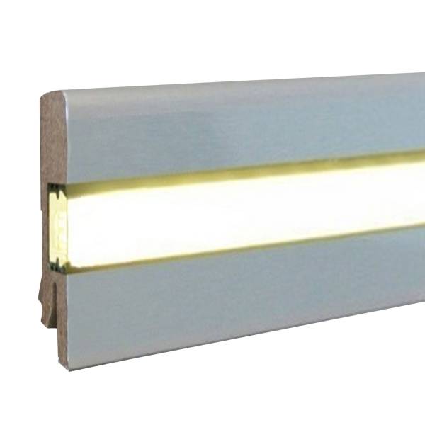 PROVISTON | Licht Sockelleiste "Chemnitz" | MDF | 16 x 58 x 2500 mm | Aluminiumfarbend | Fußleiste PROVISTON | Licht Sockelleiste "Chemnitz" | MDF | 16 x 58 x 2500 mm | Aluminiumfarbend | Fußleiste