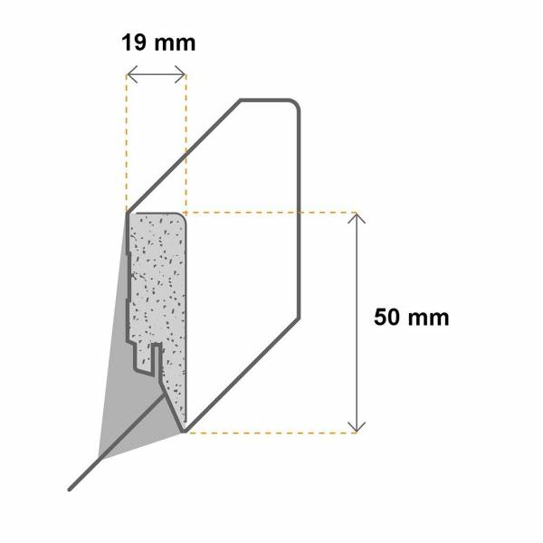 PROVISTON 19 x 50mm Innen- oder Außenwinkel Sockelleiste weiß Klick-System Bodenleiste