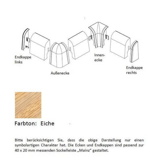 Endkappen und Ecken für MDF-Sockelleisten - Eiche Endkappen und Ecken für MDF-Sockelleisten - Eiche
