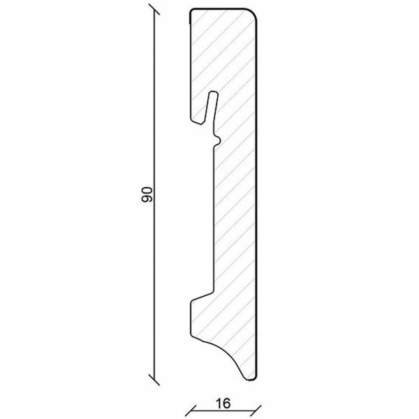 PROVISTON Innen- oder Außenwinkel eckiges Profil 16 x 90mm weiße Sockelleiste foliert