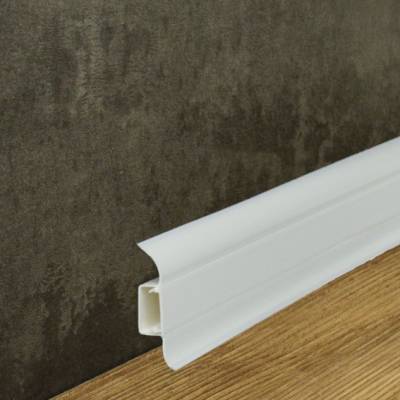 ab 15 Meter Sockelleisten 75mm Fussleisten Laminat Kunststoff mit Kabelkanal TOP 