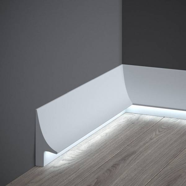 PROVISTON | Sockelleiste "RM007P" | 42 x 93 x 2000 mm | Satin Weiß | Fußleiste | LED Lichtleiste PROVISTON | Sockelleiste "RM007P" | 42 x 93 x 2000 mm | Satin Weiß | Fußleiste | LED Lichtleiste